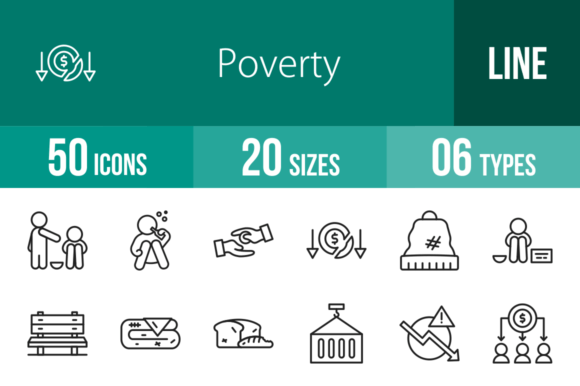 50 Poverty Line Icons: Essential Graphics