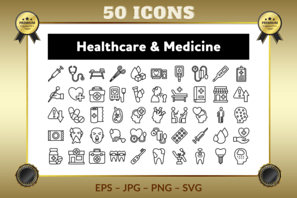 Healthcare Medicine Outline Icons Graphics
