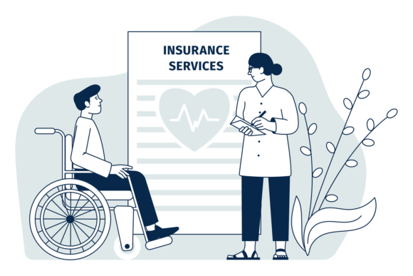 Insurance Services Document. Medical Car Graphics