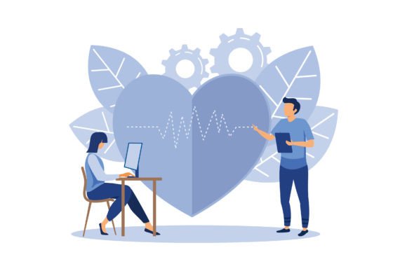 Male and Female Cardiologists Graphics and Illustrations